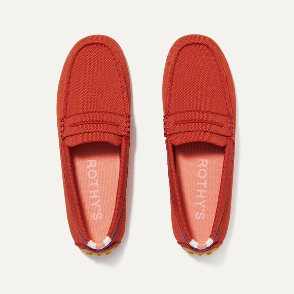 Rothy’s The Driver Red Clementine Driving Slip On Loafers...